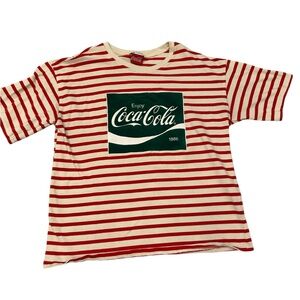 Zara-Coca Cola Red and White Striped T-Shirt